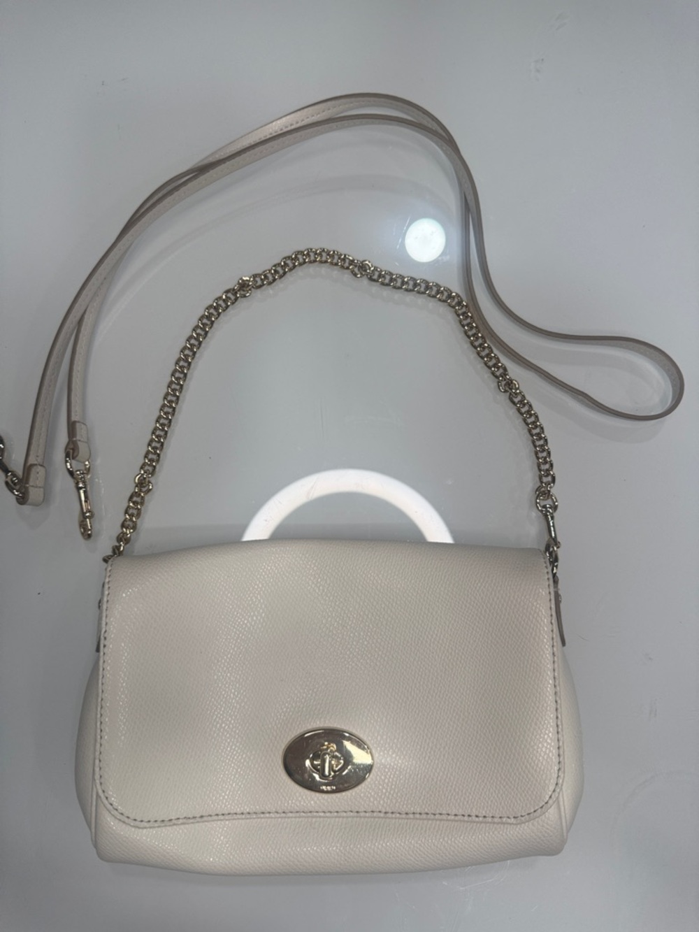 Coach Mini Ruby Chalk Leather Turnlock Chain Bag or Crossbody | Y2K Style